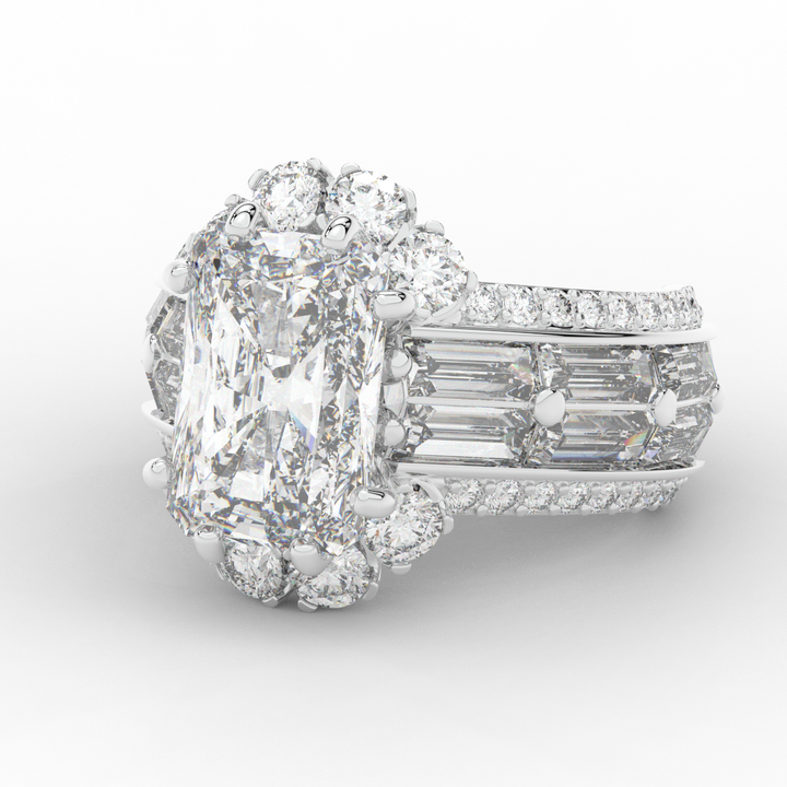 8.25CT.TW RADIANT LAB DIAMOND HALO ENGAGEMENT RING - Nazarelle