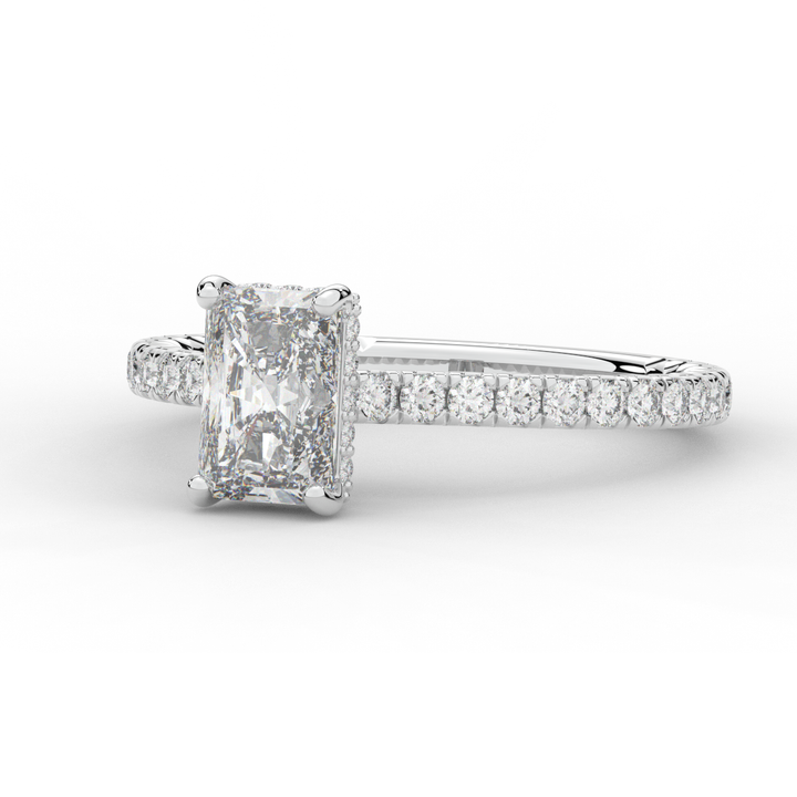 2.10CT.TW RADIANT LAB DIAMOND UNDERHALO SOLITAIRE ENGAGEMENT RING - Nazarelle