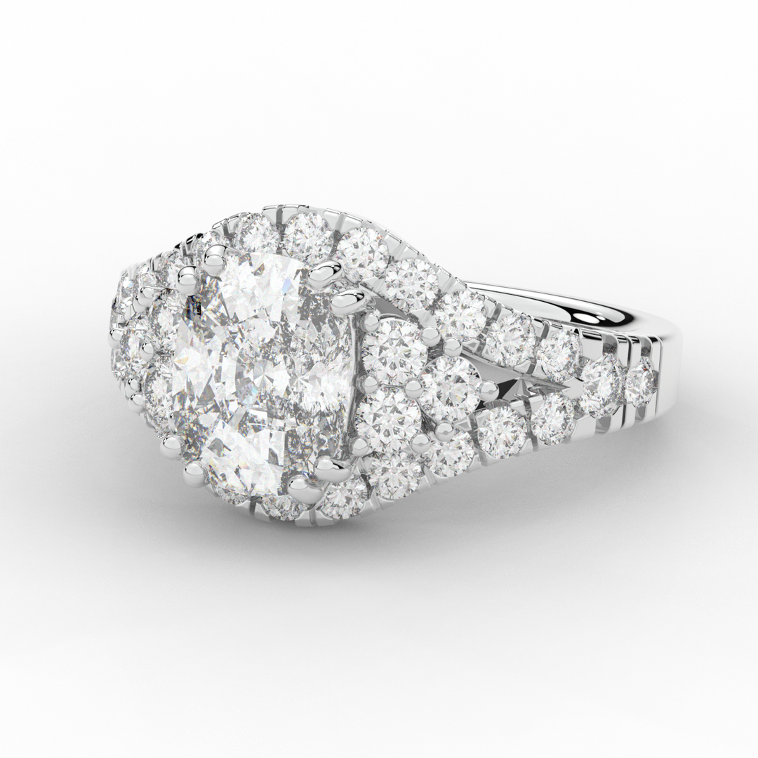 3.10CT.TW CUSHION LAB DIAMOND HALO ENGAGEMENT RING - Nazarelle