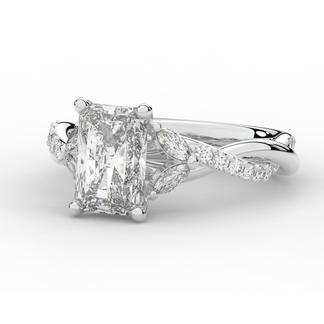 2.40CT.TW RADIANT LAB DIAMOND TWIST BAND ENGAGEMENT RING - Nazarelle