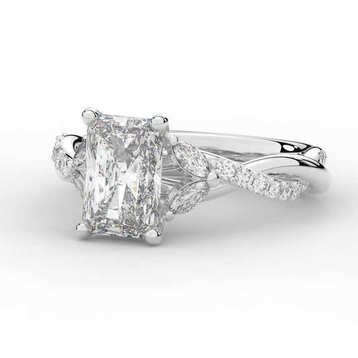 2.40CT.TW RADIANT LAB DIAMOND TWIST BAND ENGAGEMENT RING - Nazarelle