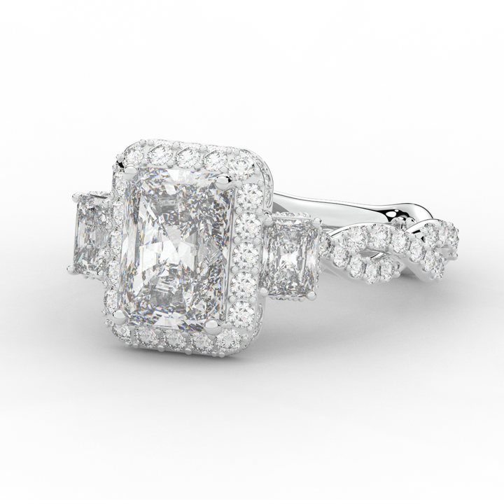 4.70CT.TW RADIANT LAB DIAMOND 3 STONE ENGAGEMENT RING - Nazarelle