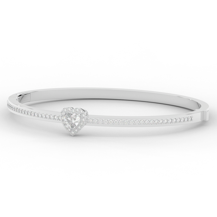 1.65CT.TW HEART AND ROUND LAB DIAMOND  BANGLE - Nazarelle