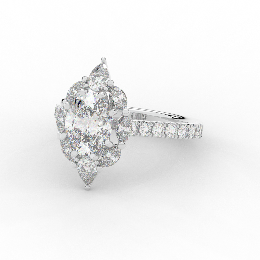 2.75CT.TW OVAL LAB DIAMOND HALO ENGAGEMENT RING - Nazarelle
