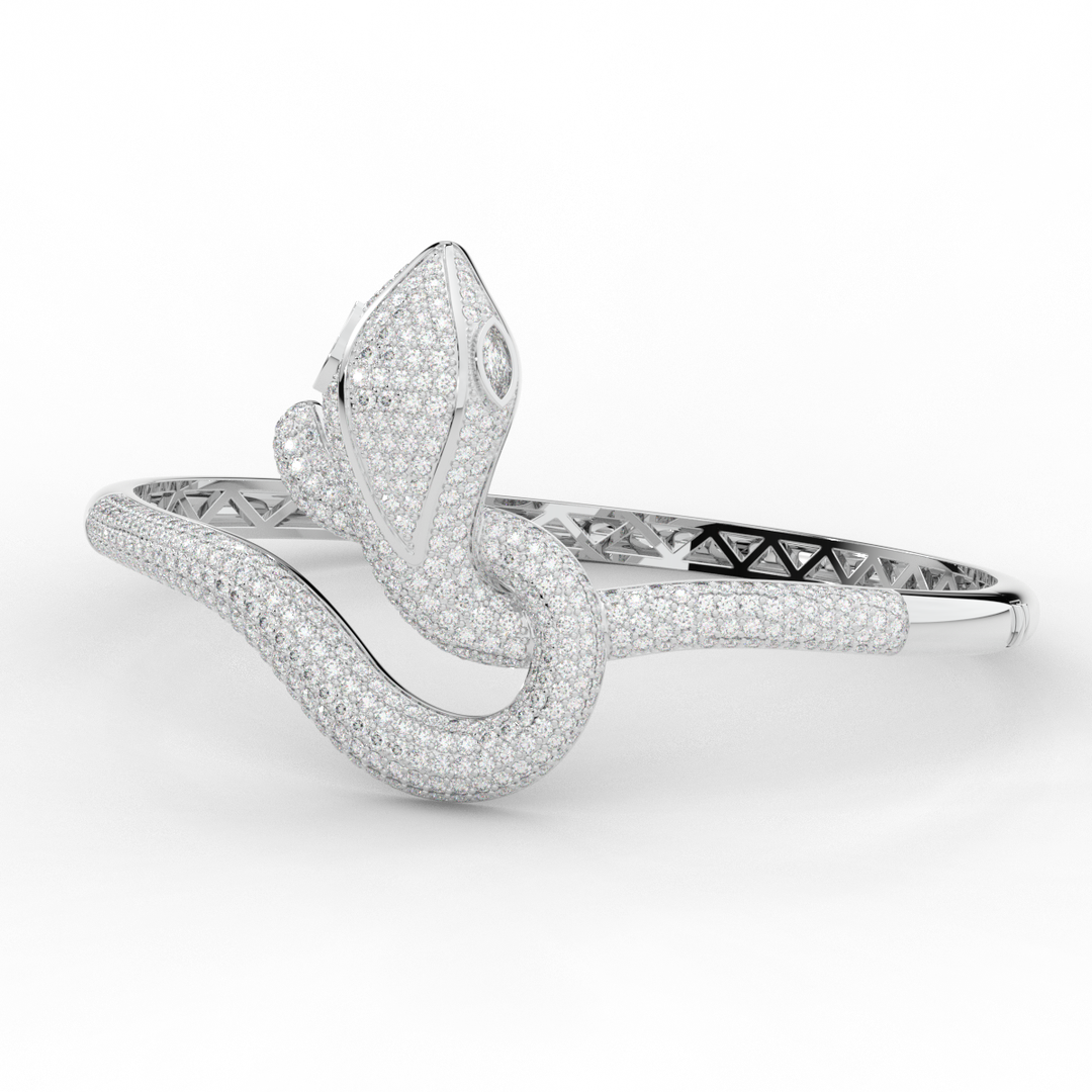 4.90CT.TW ROUND AND PEAR LAB DIAMOND SNAKE BANGLE - Nazarelle