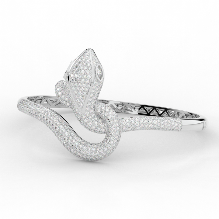 4.90CT.TW ROUND AND PEAR LAB DIAMOND SNAKE BANGLE - Nazarelle