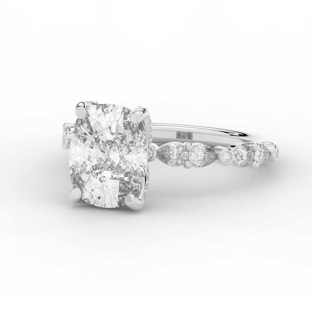 3.60CT.TW CUSHION LAB DIAMOND SOLITAIRE ENGAGEMENT RING - Nazarelle