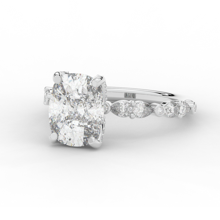 3.60CT.TW CUSHION LAB DIAMOND SOLITAIRE ENGAGEMENT RING - Nazarelle