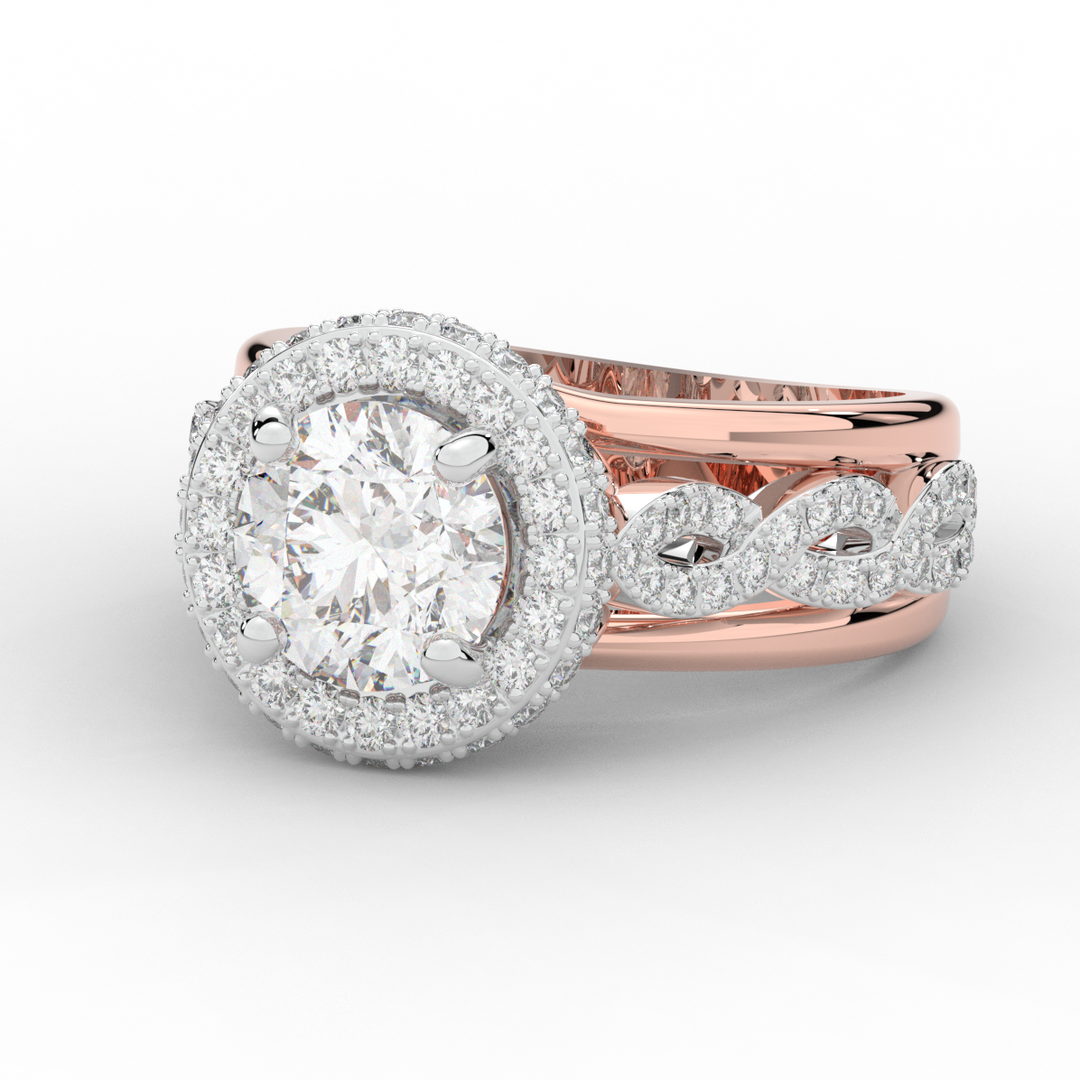 2.85CT.TW ROUND LAB DIAMOND HALO TWO TONE ENGAGEMENT RING - Nazarelle