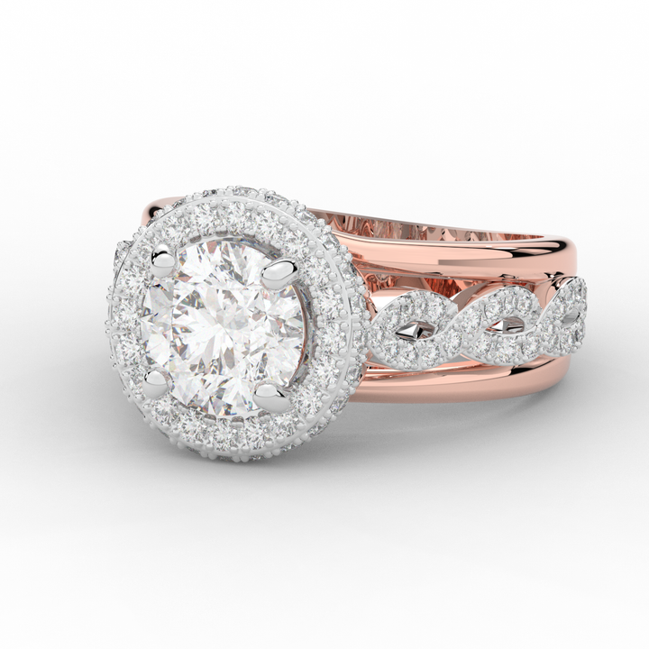 2.85CT.TW ROUND LAB DIAMOND HALO TWO TONE ENGAGEMENT RING - Nazarelle