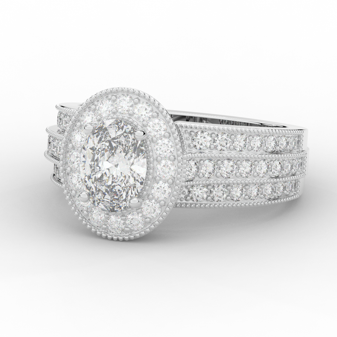 1.80CT.TW OVAL LAB DIAMOND HALO ENGAGEMENT RING - Nazarelle