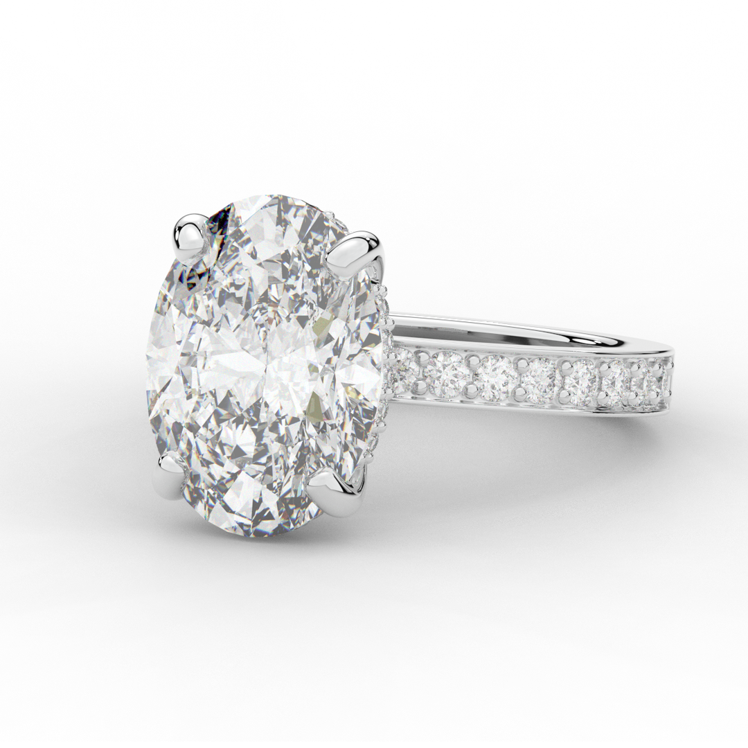 4.30CT.TW OVAL LAB DIAMOND BAND ENGAGEMENT RING - Nazarelle