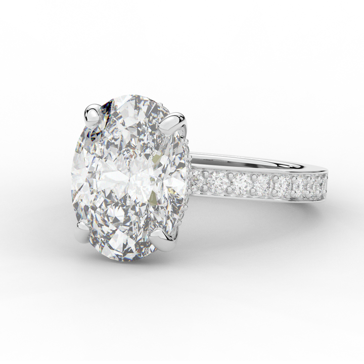 4.30CT.TW OVAL LAB DIAMOND BAND ENGAGEMENT RING - Nazarelle