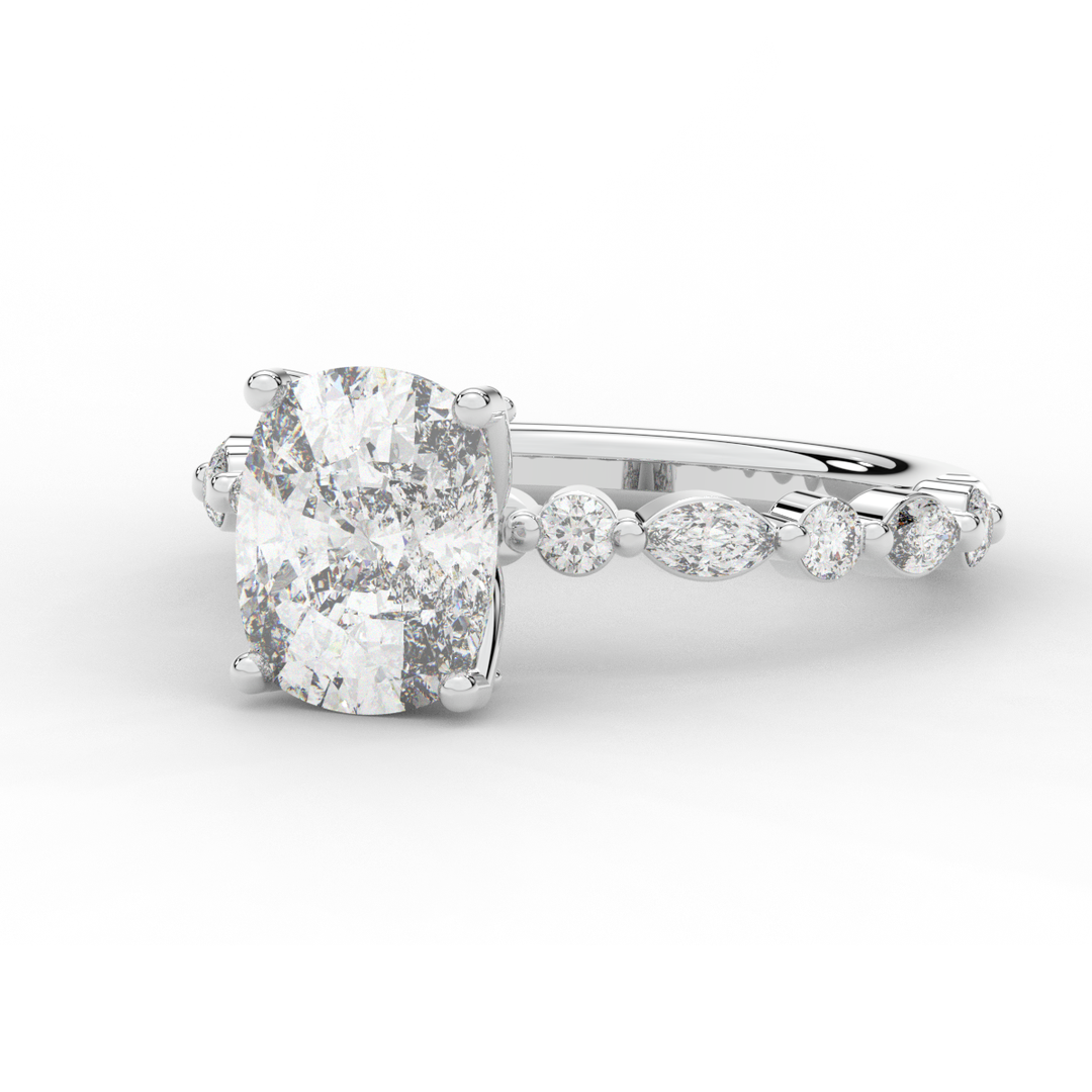 2.60CT.TW CUSHION LAB DIAMOND SOLITAIRE ENGAGEMENT RING - Nazarelle