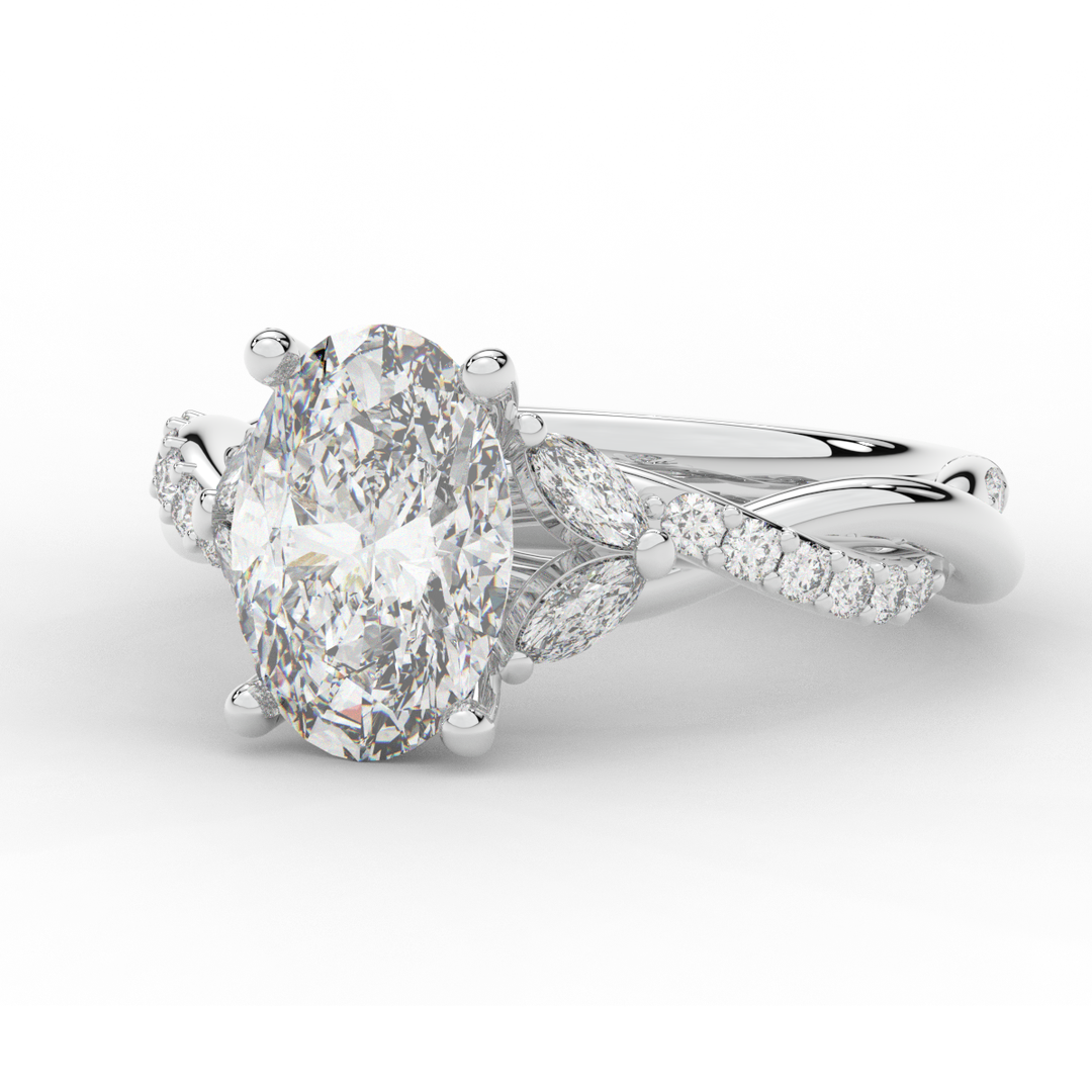 2.40CT.TW OVAL LAB DIAMOND TWIST ENGAGEMENT RING - Nazarelle
