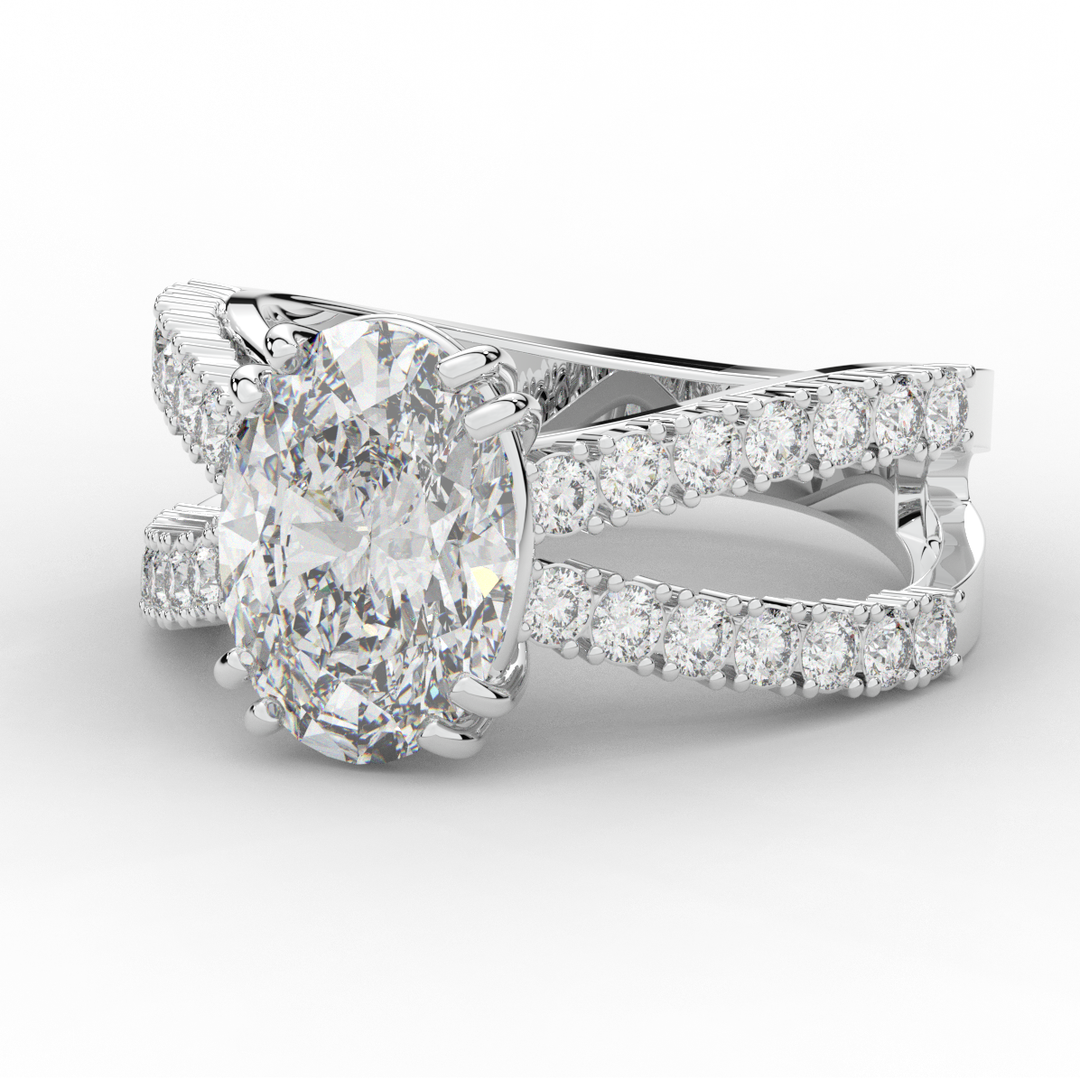3.75CT.TW OVAL LAB DIAMOND SPLIT BAND ENGAGEMENT RING - Nazarelle