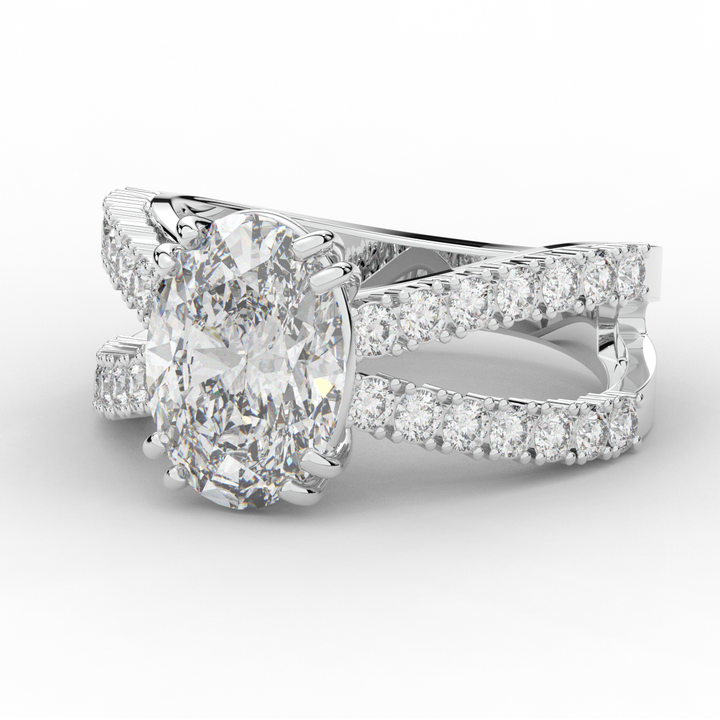 3.75CT.TW OVAL LAB DIAMOND SPLIT BAND ENGAGEMENT RING - Nazarelle