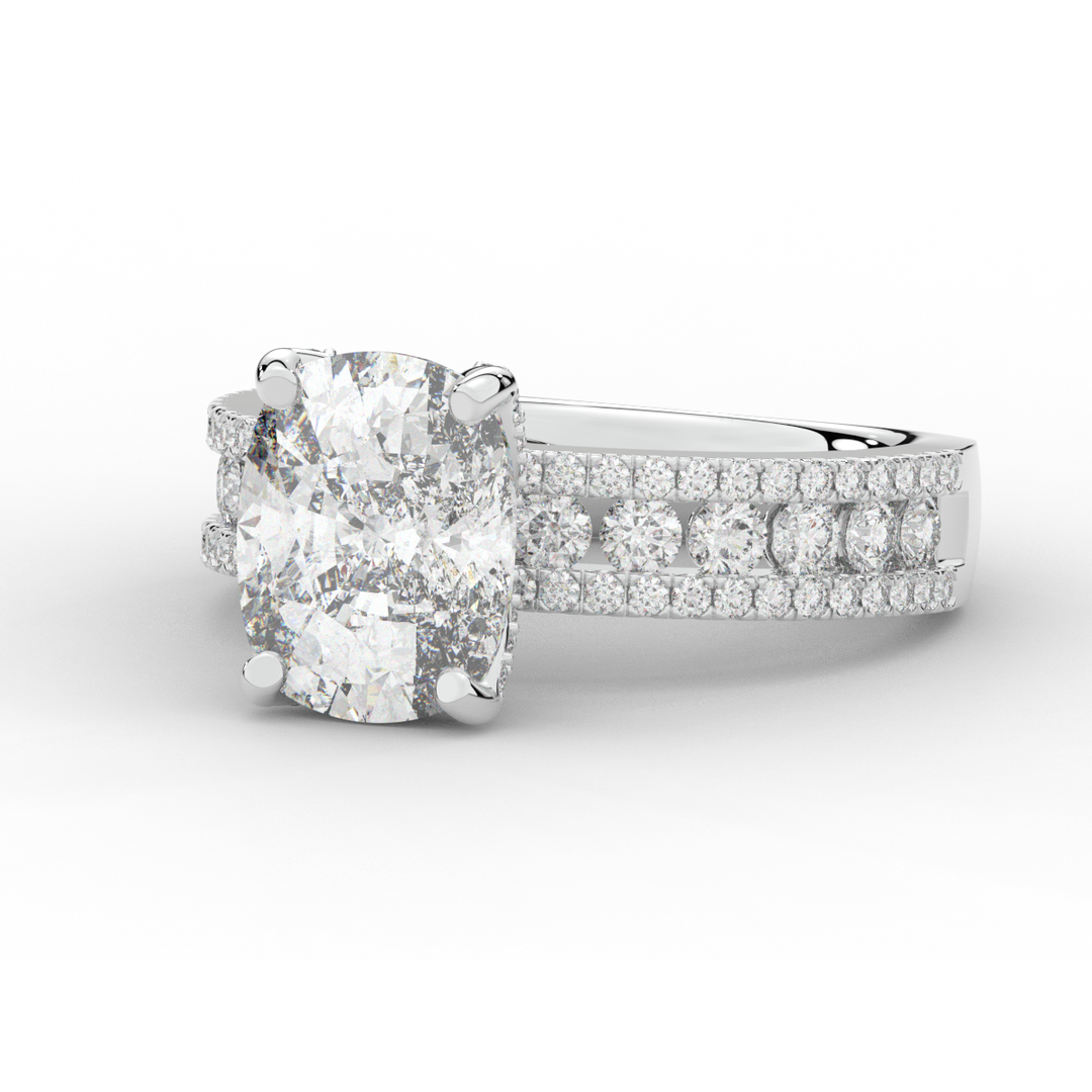 3.95CT.TW CUSHION LAB DIAMOND SOLITAIRE ENGAGEMENT RING - Nazarelle