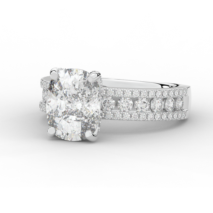 3.95CT.TW CUSHION LAB DIAMOND SOLITAIRE ENGAGEMENT RING - Nazarelle