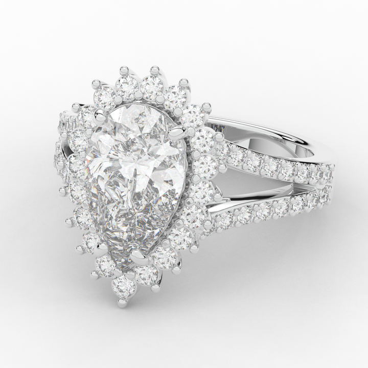 3.60CT.TW ROUND LAB DIAMOND ENGAGEMENT RING - Nazarelle