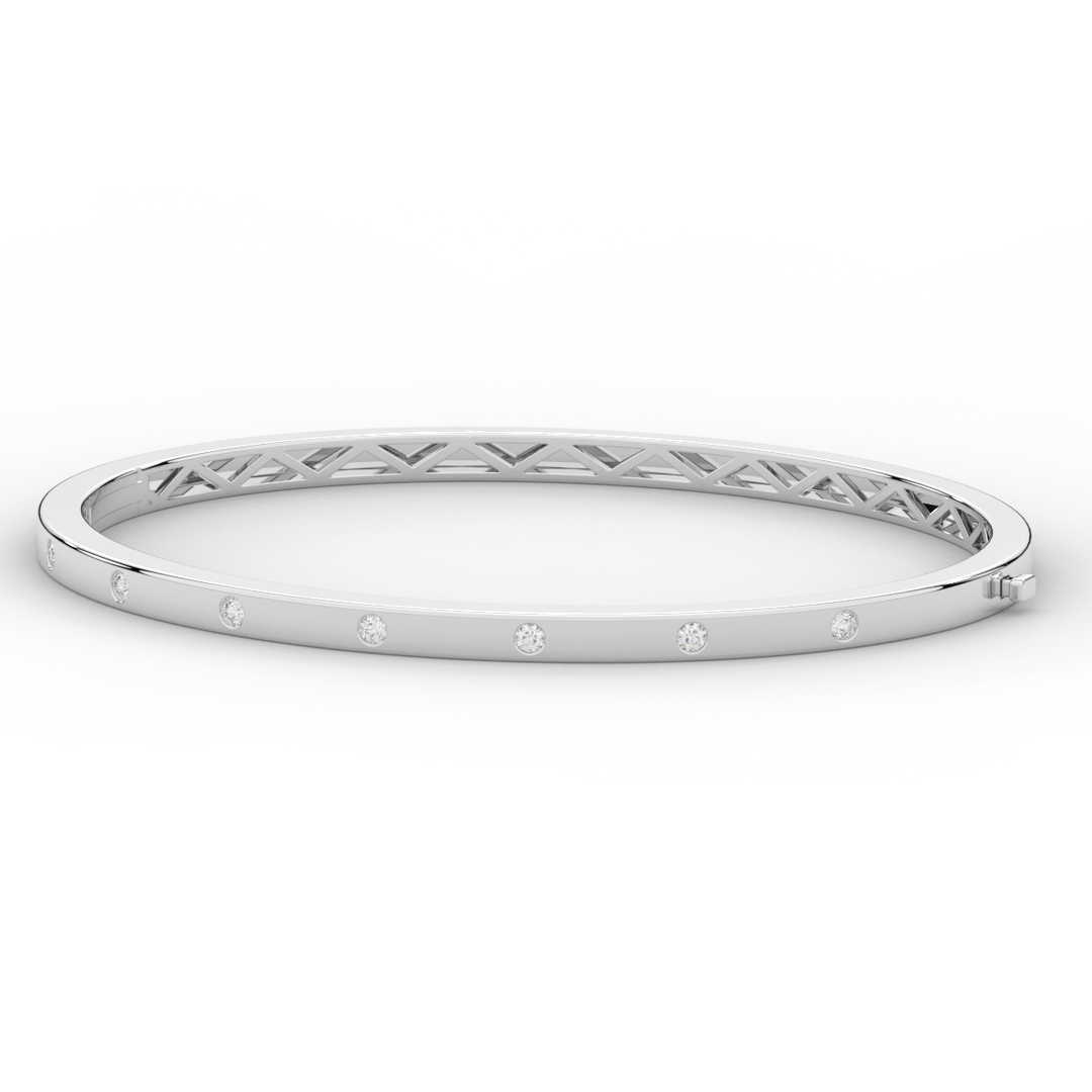 0.15CT.TW ROUND LAB BEZEL SET DIAMOND BANGLE - Nazarelle