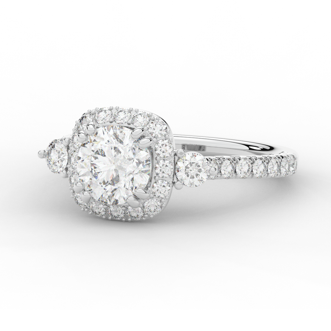 1.75CT.TW ROUND LAB DIAMOND HALO ENGAGEMENT RING - Nazarelle