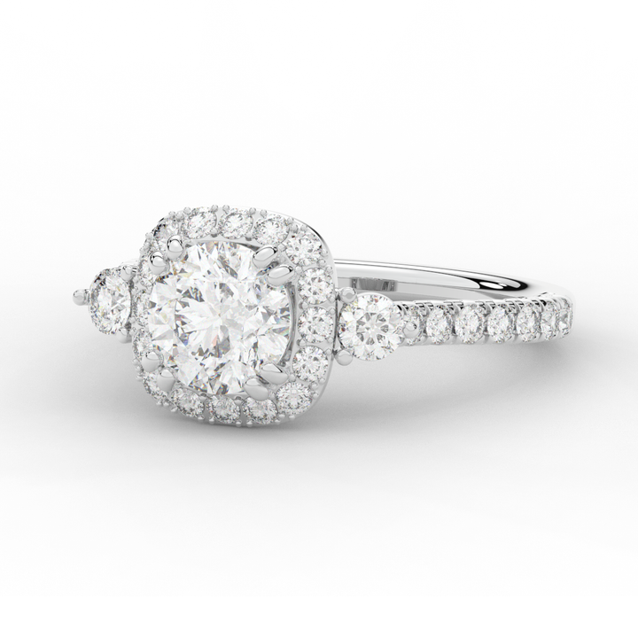 1.75CT.TW ROUND LAB DIAMOND HALO ENGAGEMENT RING - Nazarelle