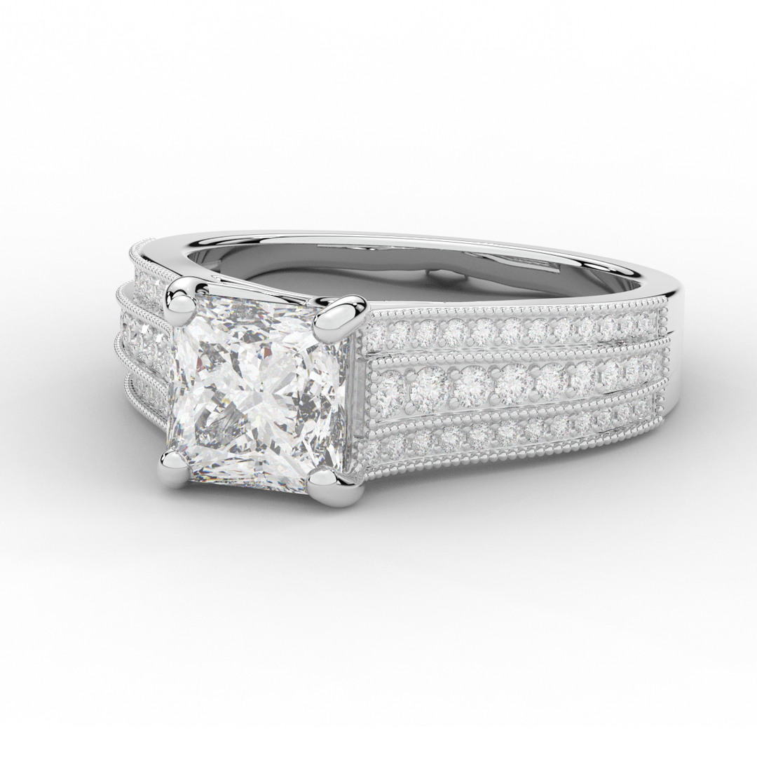 3.55CT.TW PRINCESS LAB DIAMOND ENGAGEMENT RING - Nazarelle