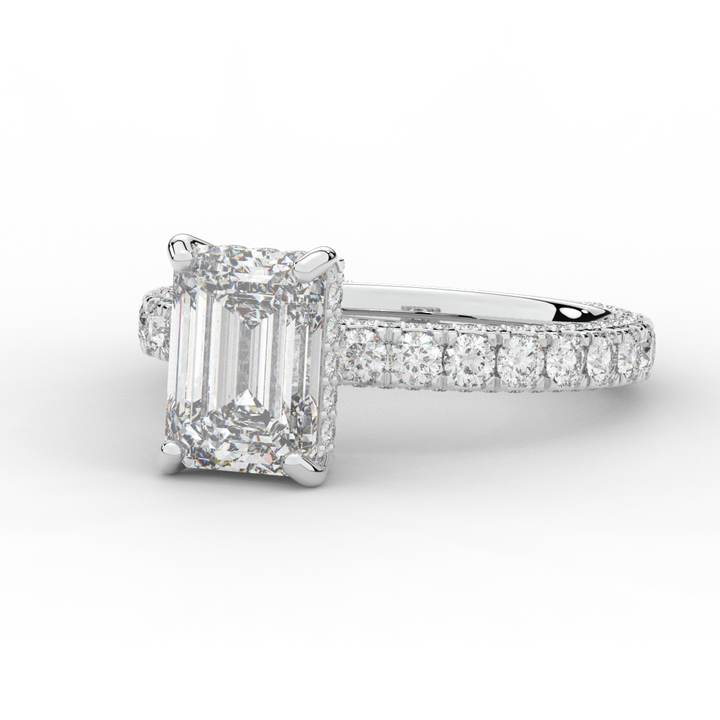 3.00CT.TW EMERALD CUT LAB DIAMOND ENGAGEMENT RING - Nazarelle