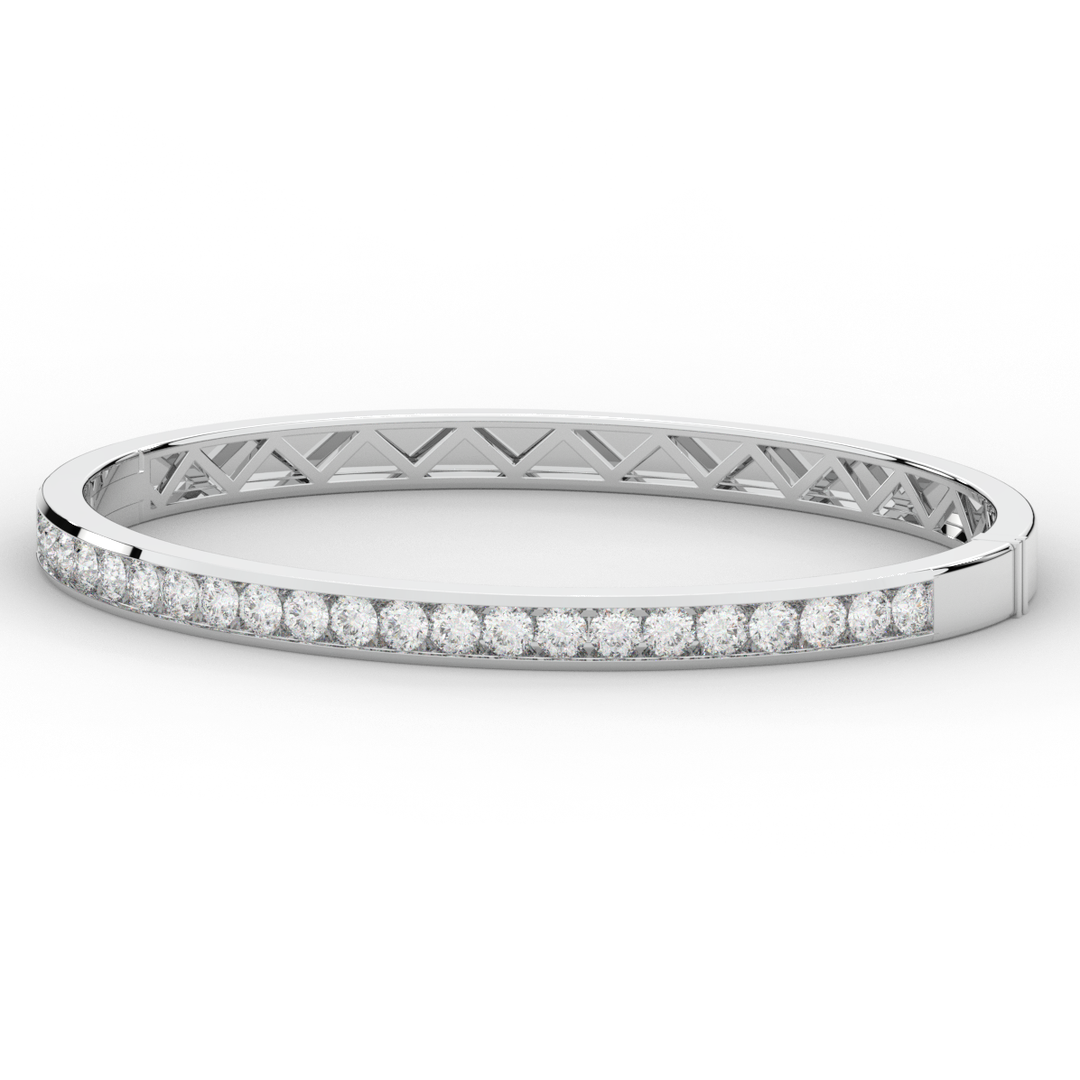 2.75CT.TW ROUND LAB CHANNEL SET DIAMOND BANGLE - Nazarelle