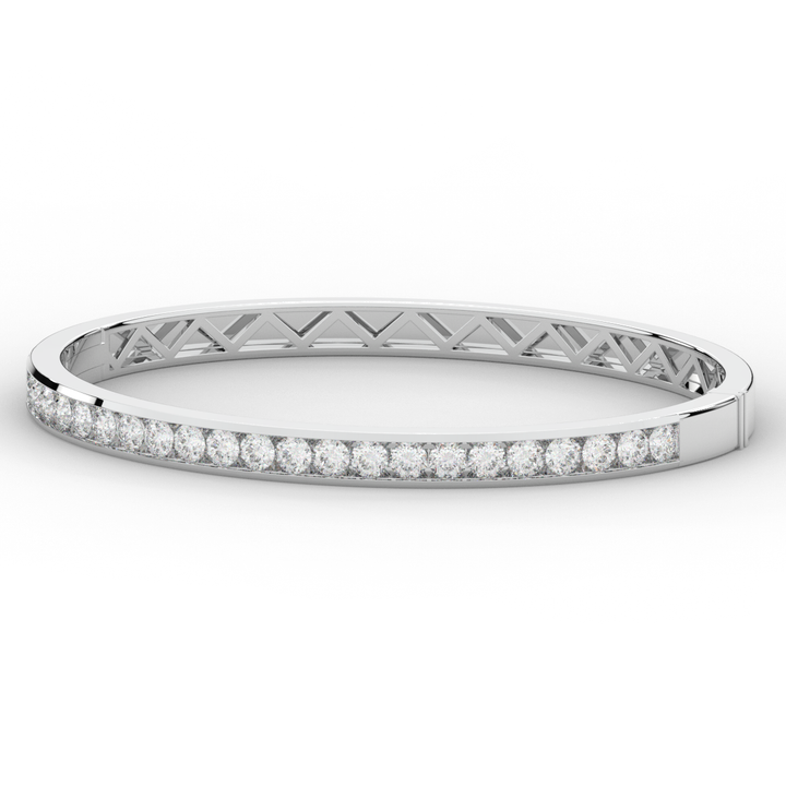2.75CT.TW ROUND LAB CHANNEL SET DIAMOND BANGLE - Nazarelle