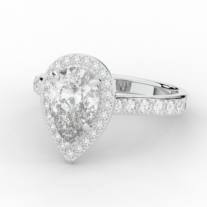 2.50CT.TW PEAR LAB DIAMOND HALO ENGAGEMENT RING - Nazarelle