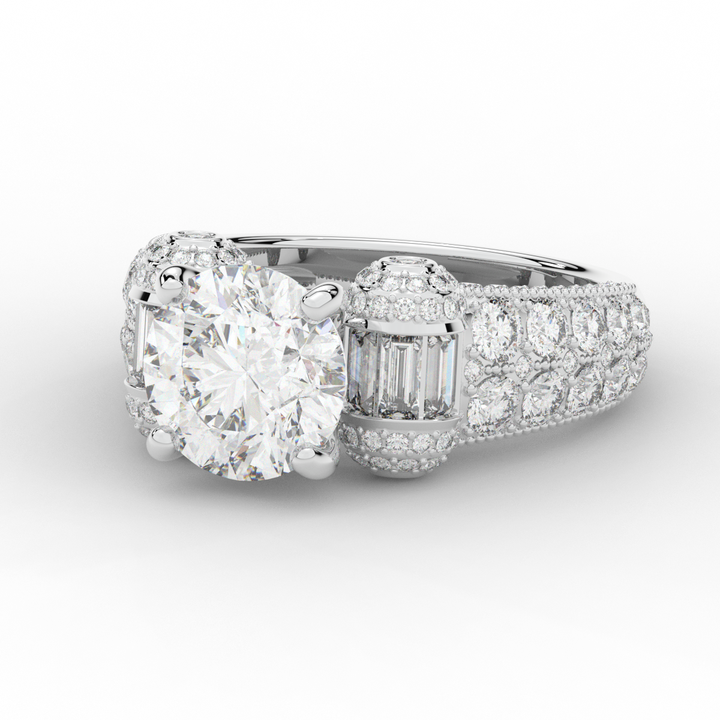 4.75CT.TW ROUND LAB DIAMOND ENGAGEMENT RING - Nazarelle