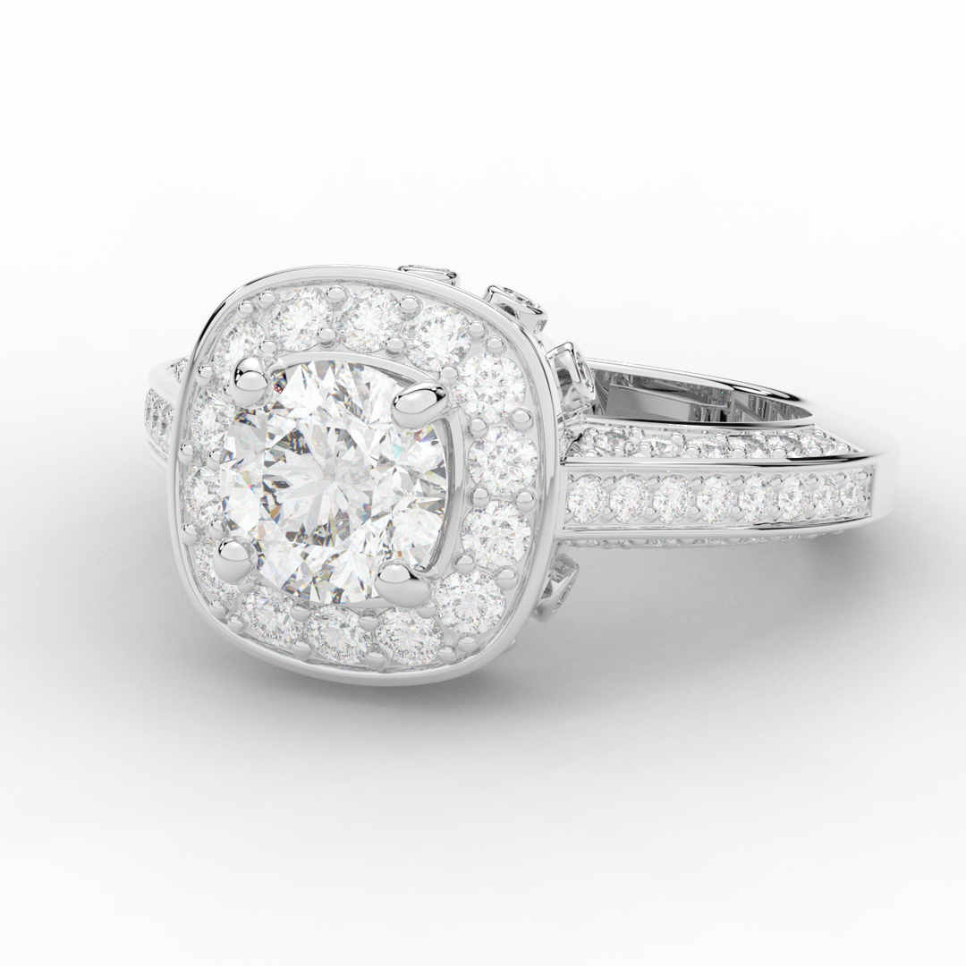 1.50CT.TW ROUND LAB DIAMOND HALO ENGAGEMENT RING - Nazarelle