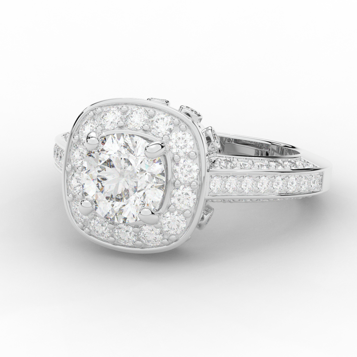 1.50CT.TW ROUND LAB DIAMOND HALO ENGAGEMENT RING - Nazarelle
