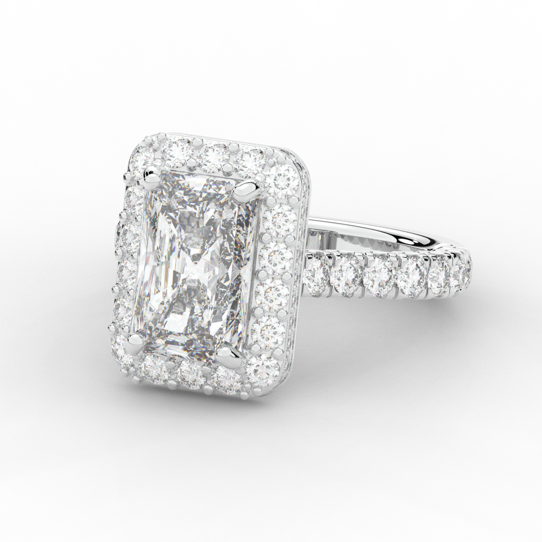 4.50CT.TW RADIANT LAB DIAMOND HALO ENGAGEMENT RING - Nazarelle