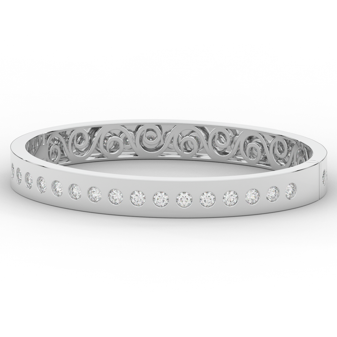 4.50CT.TW ROUND LAB DIAMOND ETERNITY BEZEL SET BANGLE - Nazarelle