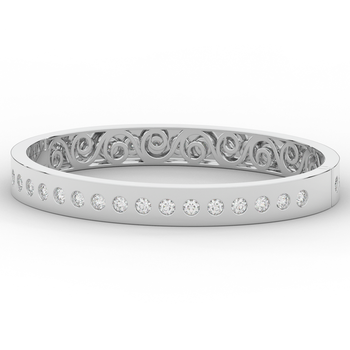 4.50CT.TW ROUND LAB DIAMOND ETERNITY BEZEL SET BANGLE - Nazarelle