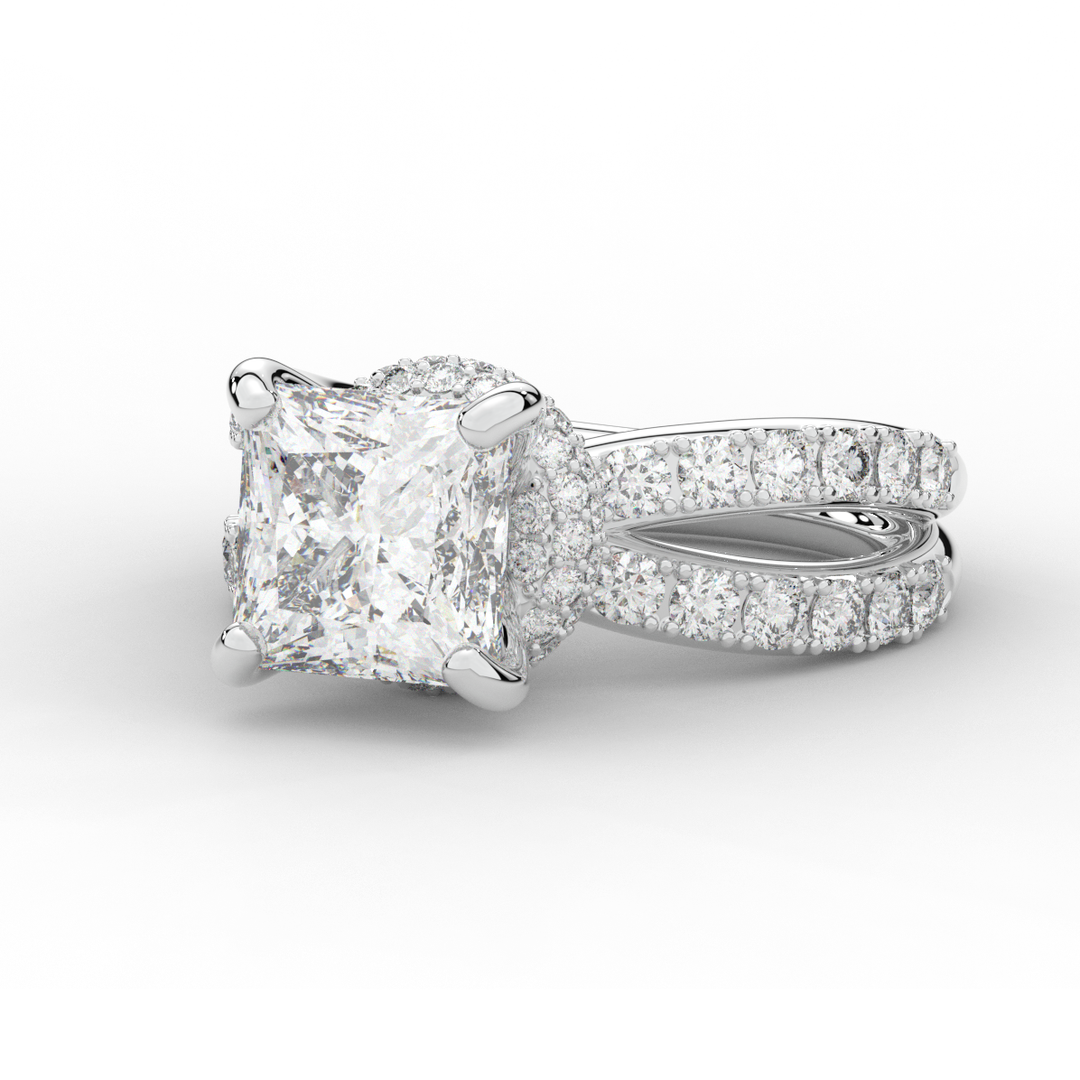 5.25CT.TW PRINCESS LAB DIAMOND ENGAGEMENT RING - Nazarelle