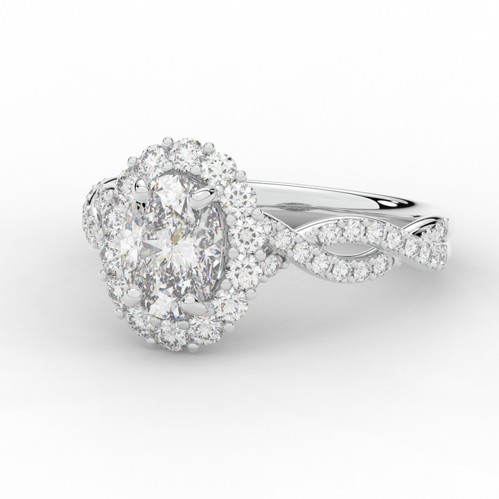1.75CT.TW OVAL LAB DIAMOND HALO TWIST BAND ENGAGEMENT RING - Nazarelle
