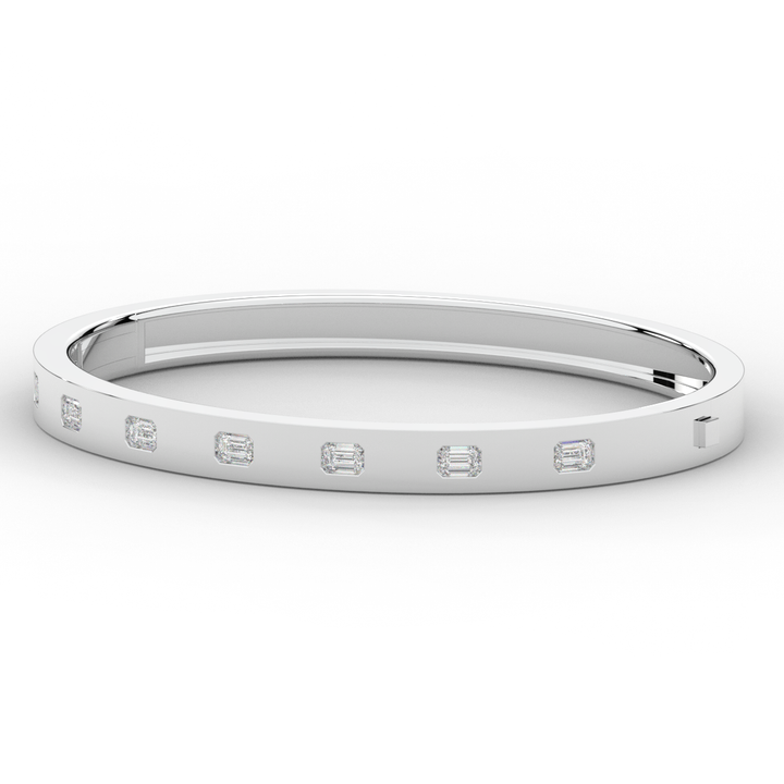1.25CT.TW ROUND LAB DIAMOND BEZEL SET BANGLE - Nazarelle