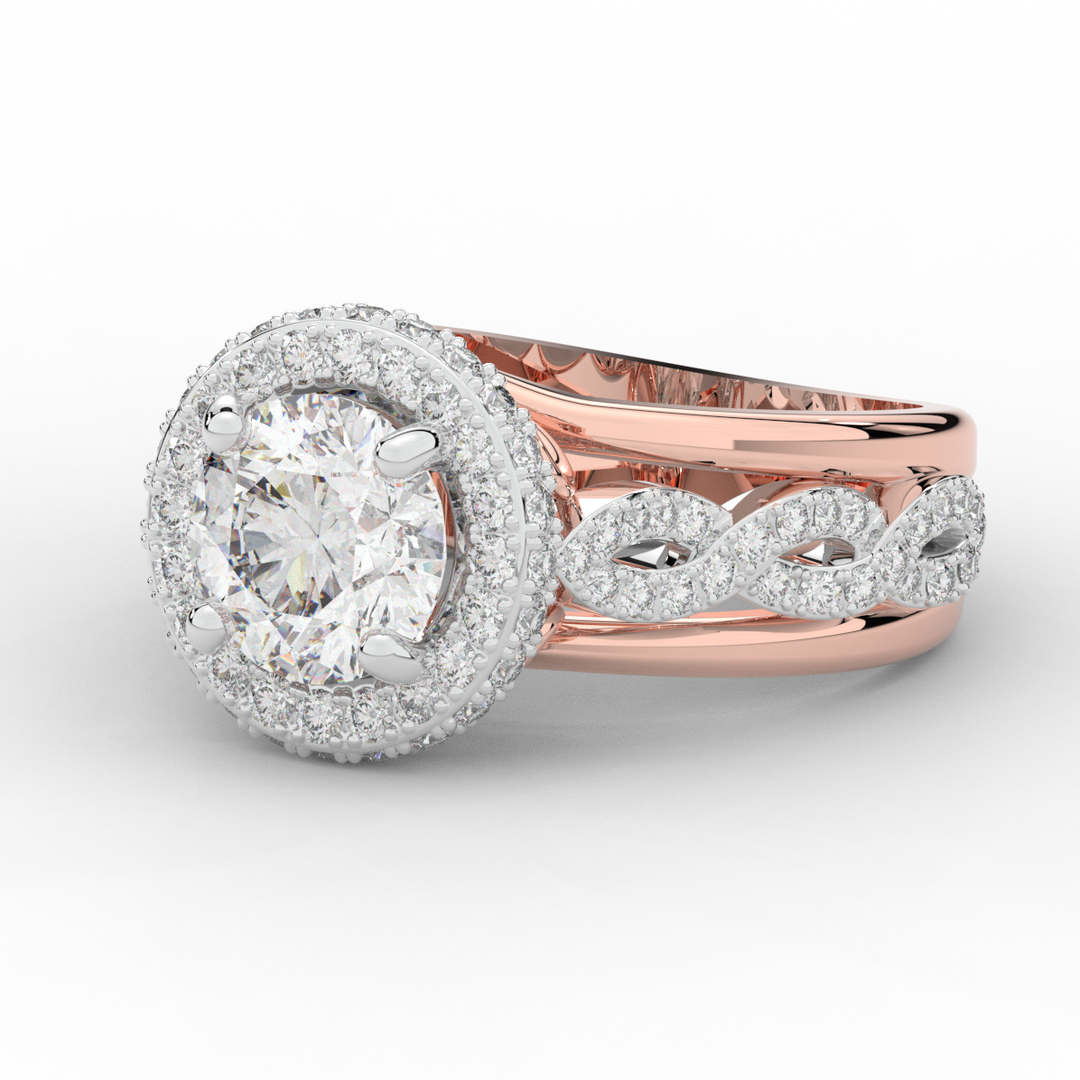 2.85CT.TW ROUND LAB DIAMOND HALO TWO TONE ENGAGEMENT RING - Nazarelle