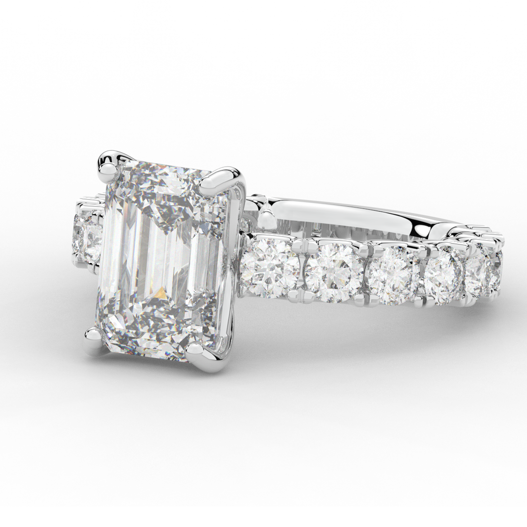 4.35CT.TW EMERALD CUT LAB DIAMOND ENGAGEMENT RING - Nazarelle