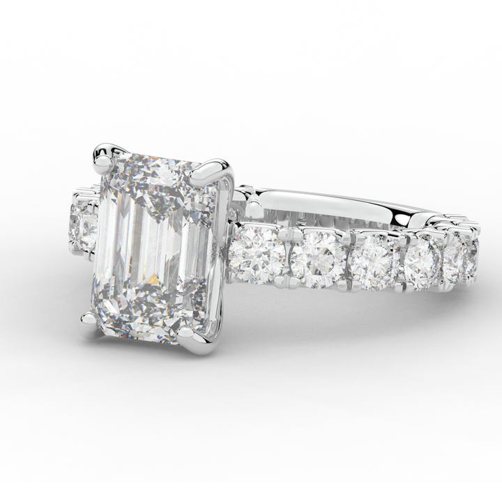 4.35CT.TW EMERALD CUT LAB DIAMOND ENGAGEMENT RING - Nazarelle