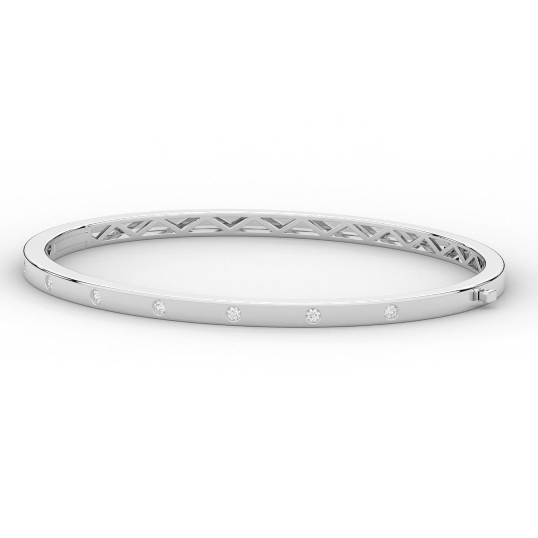 0.15CT.TW ROUND LAB BEZEL SET DIAMOND BANGLE - Nazarelle