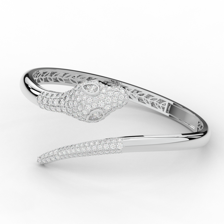 3.75CT.TW ROUND AND PEAR LAB DIAMOND SNAKE BANGLE - Nazarelle