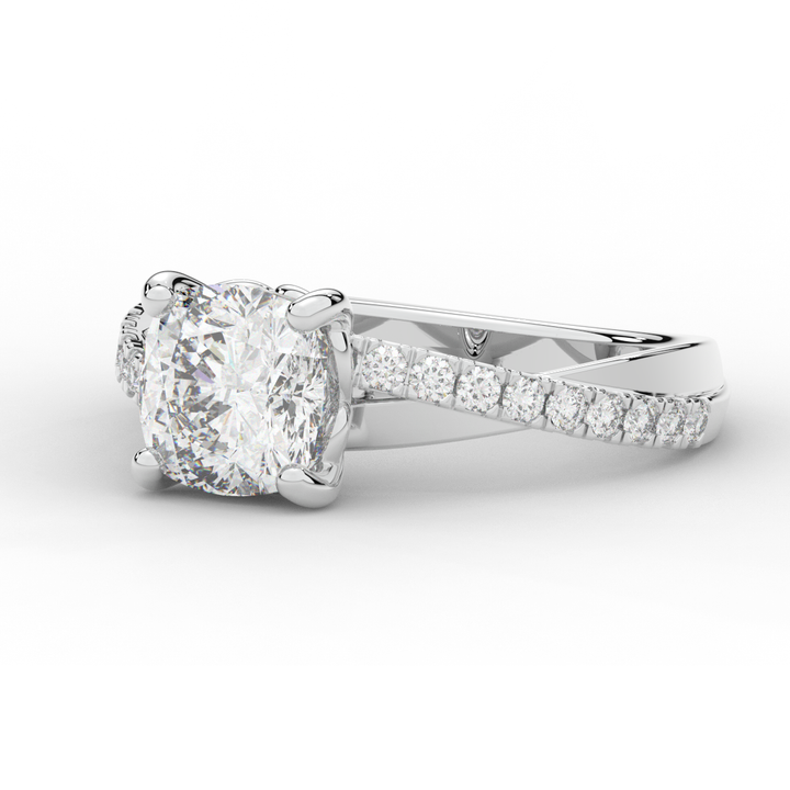 2.20CT.TW CUSHION LAB DIAMOND TWISTBAND ENGAGEMENT RING - Nazarelle