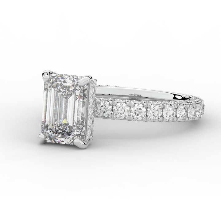3.00CT.TW EMERALD CUT LAB DIAMOND ENGAGEMENT RING - Nazarelle