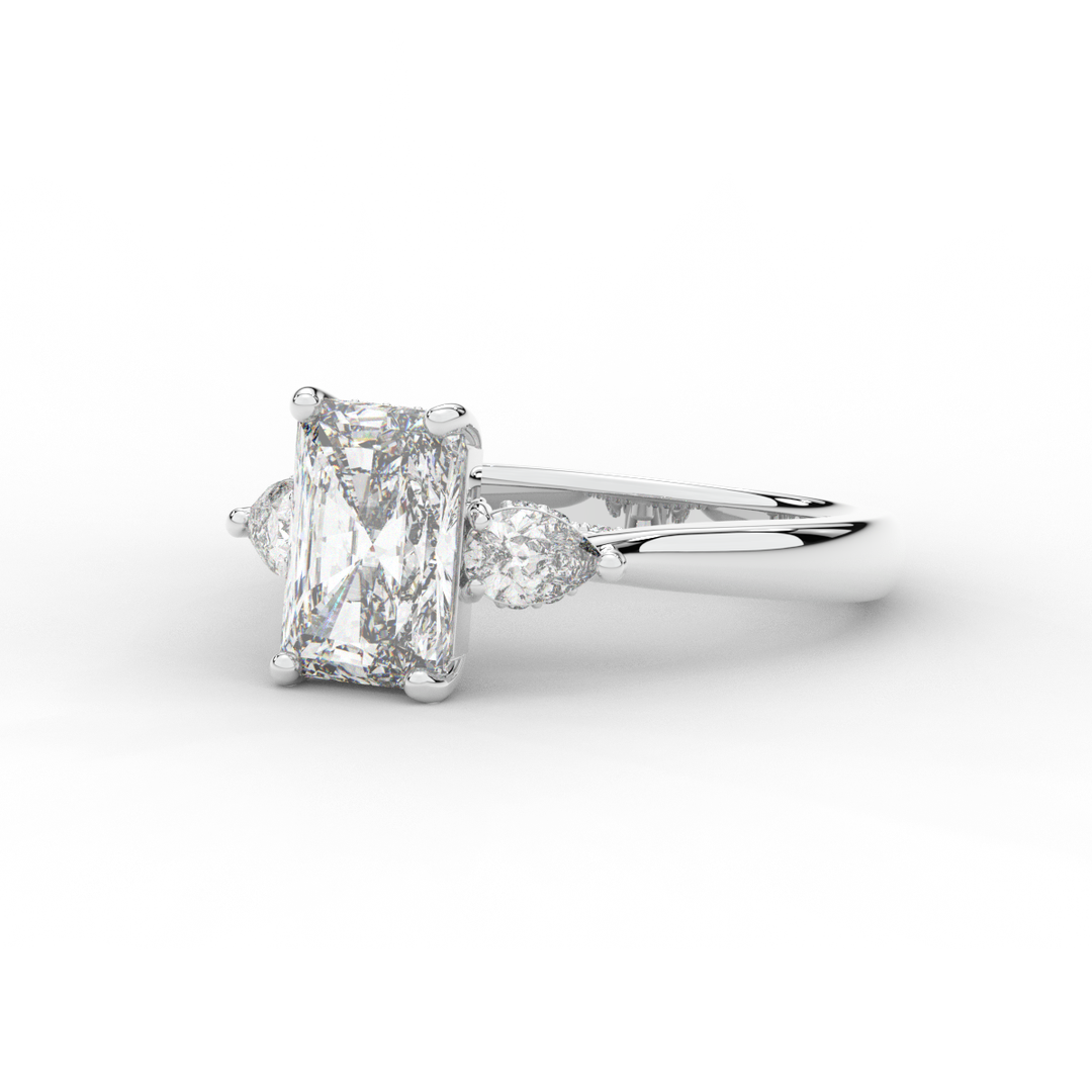 2.40CT.TW RADIANT LAB DIAMOND 3 STONE ENGAGEMENT RING - Nazarelle