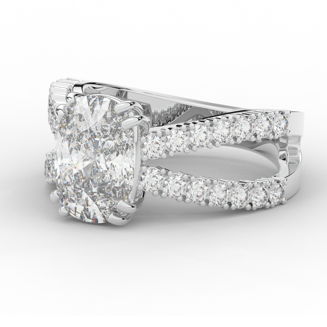 3.75CT.TW CUSHION LAB DIAMOND SPLIT BAND ENGAGEMENT RING - Nazarelle